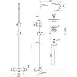 Ajax Wraby Round Thermostatic Bar Mixer Shower with Overhead Kit in Chrome