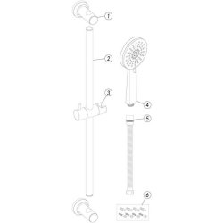 Ajax Chrome Round Premium Slider Rail Kit and 3 Mode Shower Handset