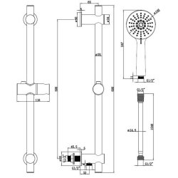 Ajax Round Concealed Valve Head and Arm Shower Pack in Matt Black