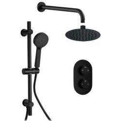 Ajax Round Concealed Valve Head and Arm Shower Pack in Matt Black