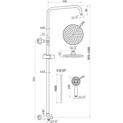 Ajax Round Shower Kit with Overhead and Handset in Chrome