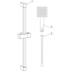 Ajax Matt Black Square Slider Rail Kit and Single Mode Handset