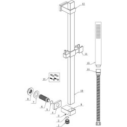 Ajax Chrome Square Premium Slider Rail Kit with Outlet Elbow