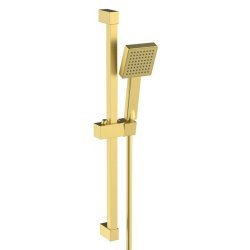 Ajax Brushed Brass Square Slider Rail Kit and Single Mode Handset