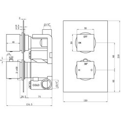 Ajax Brigsley Square Single Outlet Twin Shower Valve with Overhead Shower in Chrome