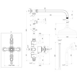 Ajax Beelsby Traditional Two Outlet Shower Valve with Riser Kit and Overhead in Chrome