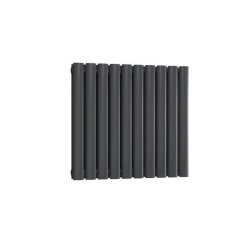 Reina Neva Horizontal Anthracite Mild Steel Designer Double Radiator 550 x 590mm