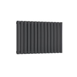 Reina Neva Horizontal Anthracite Mild Steel Designer Double Radiator 550 x 826mm