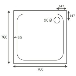 Ajax Low Profile 760mm Square Shower Tray