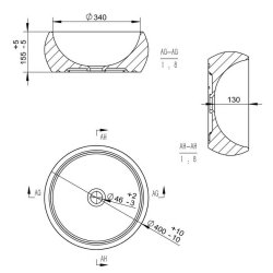 Ajax Hatcliffe 400mm Stone Effect Round Ceramic Countertop Basin