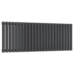 Reina Neva Horizontal Anthracite Mild Steel Designer Double Radiator 550 x 1416mm