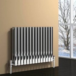 Reina Nerox Horizontal Polished Stainless Steel Single Designer Radiator 600 x 413mm