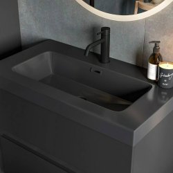 Ajax Brocklesby 605mm Matt Black Wall Hung Vanity Unit with Resin Basin