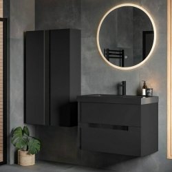 Ajax Brocklesby 605mm Matt Black Wall Hung Vanity Unit with Resin Basin