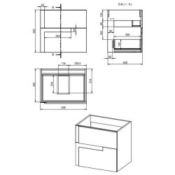 Ajax Brocklesby 615mm Matt Black Wall Hung Vanity Unit with Ceramic Basin