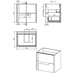 Ajax Brocklesby 605mm Matt Cotton Wall Hung Vanity Unit with Resin Basin