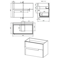 Ajax Brocklesby 815mm Matt Black Wall Hung Vanity Unit with Ceramic Basin