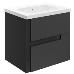 Ajax Brocklesby 615mm Matt Black Wall Hung Vanity Unit with Ceramic Basin