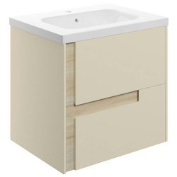 Ajax Brocklesby 615mm Matt Cotton Wall Hung Vanity Unit with Ceramic Basin