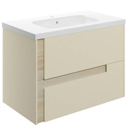 Ajax Brocklesby 815mm Matt Cotton Wall Hung Vanity Unit with Ceramic Basin