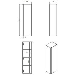 Ajax Brocklesby 350mm Matt Cotton Wall Hung Tall Storage Unit