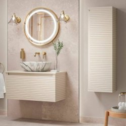 Ajax Barnoldby 800mm Matt Cotton Wall Hung Vanity Unit with Worktop