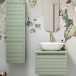 Ajax Barnoldby 600mm Matt Willow Green Wall Hung Vanity Unit with Worktop