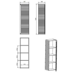 Ajax Barnoldby 350mm Matt Mineral Grey Wall Hung Tall Storage Unit