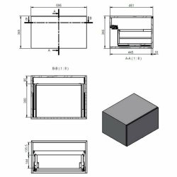 Ajax Kelsey 600mm White Marble Wall Hung Storage Drawer Unit