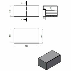 Ajax Kelsey 800mm Grey Marble Wall Hung Storage Drawer Unit