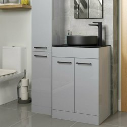 Ajax Walesby 350mm Grey Gloss Floor Standing Tall Storage Unit