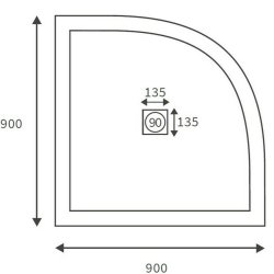 Ajax Designer 900mm Ultra Slim Quadrant Shower Tray