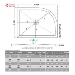 Ajax Designer 1200 x 900mm Ultra Slim LH Offset Quadrant Shower Tray