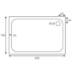 Ajax Low Profile 900 x 760mm Rectangular Shower Tray