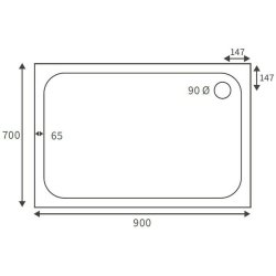 Ajax Low Profile 900 x 700mm Rectangular Shower Tray