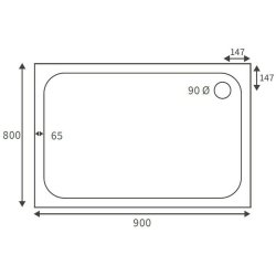 Ajax Low Profile 900 x 800mm Rectangular Shower Tray