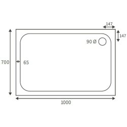 Ajax Low Profile 1000 x 700mm Rectangular Shower Tray