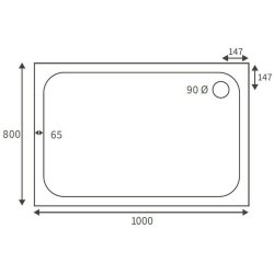 Ajax Low Profile 1000 x 800mm Rectangular Shower Tray