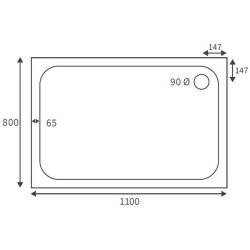 Ajax Low Profile 1100 x 800mm Rectangular Shower Tray