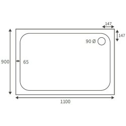 Ajax Low Profile 1100 x 900mm Rectangular Shower Tray