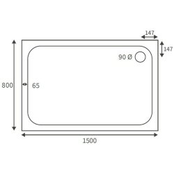 Ajax Low Profile 1500 x 800mm Rectangular Shower Tray