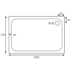 Ajax Low Profile 1600 x 700mm Rectangular Shower Tray