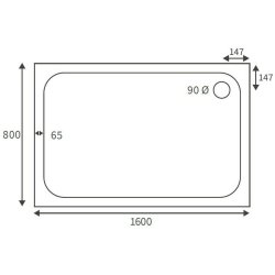 Ajax Low Profile 1600 x 800mm Rectangular Shower Tray