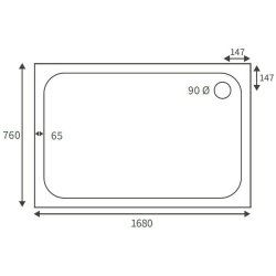 Ajax Low Profile 1680 x 760mm Rectangular Shower Tray