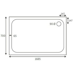 Ajax Low Profile 1685 x 700mm Rectangular Shower Tray