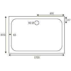 Ajax Low Profile 1700 x 900mm Rectangular Shower Tray