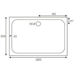 Ajax Low Profile 1800 x 800mm Rectangular Shower Tray