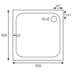 Ajax Low Profile 900mm Square Shower Tray