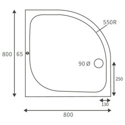 Ajax Low Profile 800mm Quadrant Shower Tray