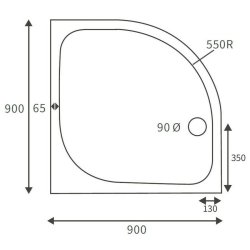 Ajax Low Profile 900mm Quadrant Shower Tray